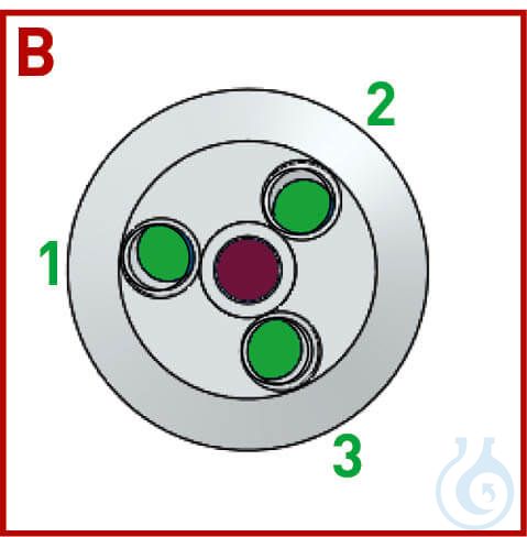 BOLA Reactor Lids, DN 60 H 31 mm 4x female thread center neck: 1/2 NPT lateral n