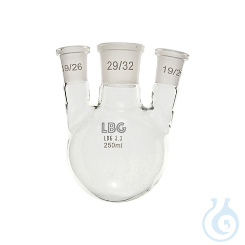 Flask, round bottom with three necks (parallel), LBG 3.3, cent. 24/29, side 14/2