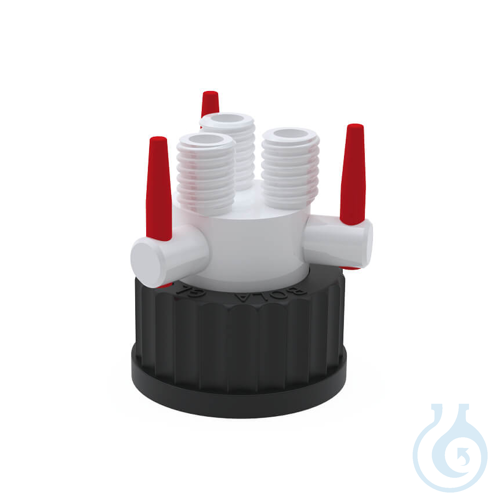 BOLA Multiple Distributors with Stopcocks, GL 45, 3x GL 14 PTFE. Screw cap made