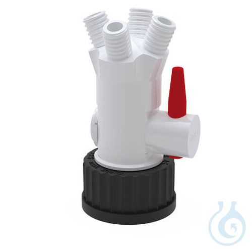 BOLA Multiple Distributors with Stopcock, GL 45 4x GL 14 PTFE, screw cap made of