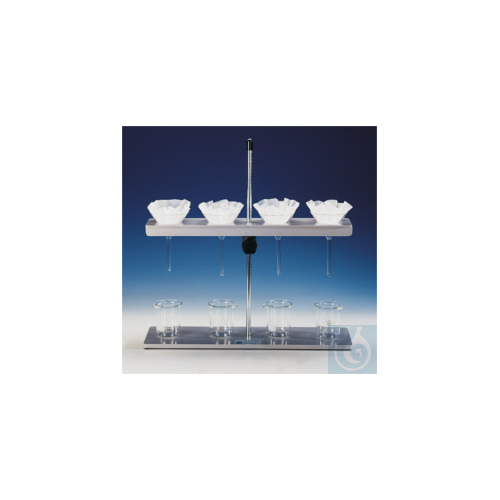 Filtration rack, for 10 Funnels, basic plate, 800x150mm, bores 60mm diam., solid