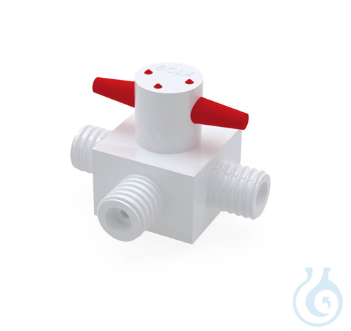 BOLA GL 3-Way Stopcocks, GL 14, Ø 4 mm PTFE, cylindrical stopcock plug and GL sc