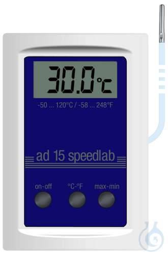 Electronic digital therm. ad 15 speedlab, -50...+120:0,1°C, switchable °F,
