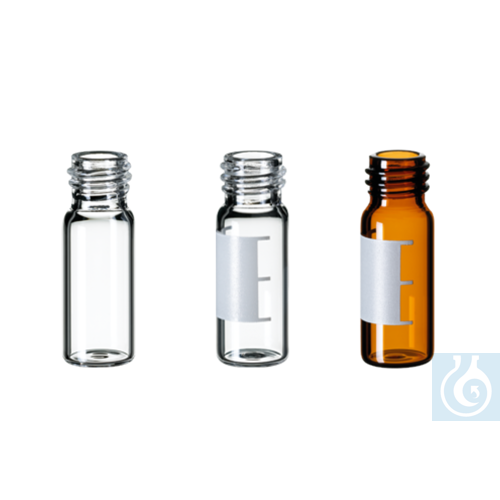 neochrom® Weithals-Gewindefläschchen Braunglas mit Schriftfeld, 2 ml, Gewinde 10