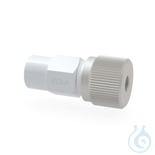 BOLA Transition Fittings, Ø 0,8x1,6(UNF1/4''-28G)-8 u.10mm PTFE, screw cap made