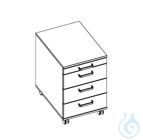 labtable Rollcontainer, 4 Schubladen, 430x585x656