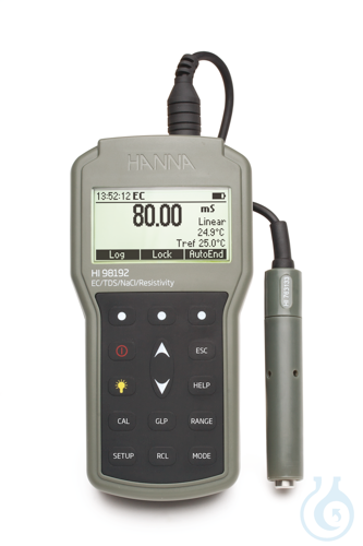 Waterproof portable EC/?/TDS/NaCl with 4-ring EC/TDS probe HI763133, 4 m cable