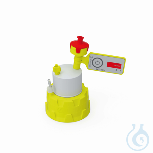 b.safe Cap GL45 with Stopcocks, 2x UNF 1/4'' Screw cap GL45 made of PP-yellow,