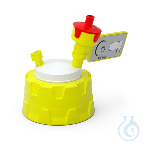 b.safe Cap GL45, 2x UNF 1/4'' Screw cap GL45 made of PP-yellow, insert made of