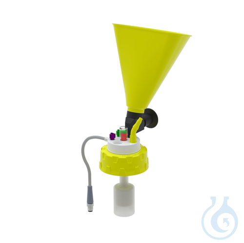 b.safe Control Waste Caps S60 with Funnel, 2x UNF1/4'', 1x GL14, 1x NPT1/8'' Cap