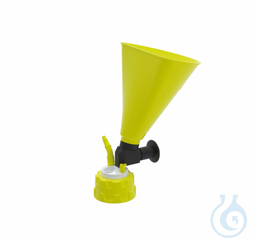 b.safe Waste Cap GL45 with Funnel, 1x UNF1/4'', 1x GL14, 1x NPT1/8'' Screw cap