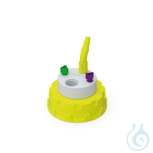 b.safe Waste Cap S55, 2x UNF1/4'', 1x GL14, 1x NPT1/8'' Screw cap S55 made of