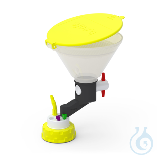 b.safe Waste Cap S55 with Funnel, 2x UNF1/4'', 1x GL14, 1x NPT1/8'' Screw cap