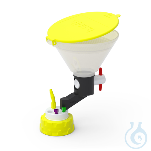 b.safe Waste Cap S60 with Funnel, 2x UNF1/4'', 1x GL14, 1x NPT1/8'' Screw cap