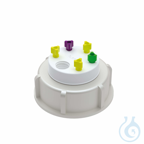 b.safe Waste Cap S65, 5x UNF1/4'', 1x GL14 Cap S65 made of PE, insert made of