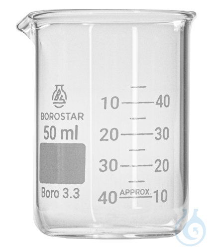 Borostar Becherglas 50ml, n.F. mit Ausguss, Boro 3.3
