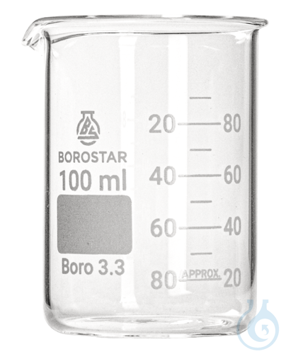 Borostar Becherglas 100ml, n.F. mit Ausguss, Boro 3.3