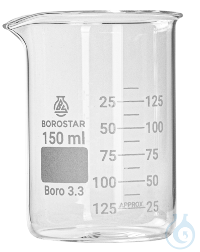 Borostar Becherglas 150ml, n.F. mit Ausguss, Boro 3.3