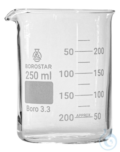 Borostar Becherglas 250ml, n.F. mit Ausguss, Boro 3.3