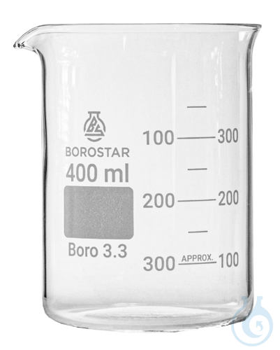 Borostar Becherglas 400ml, n.F. mit Ausguss, Boro 3.3
