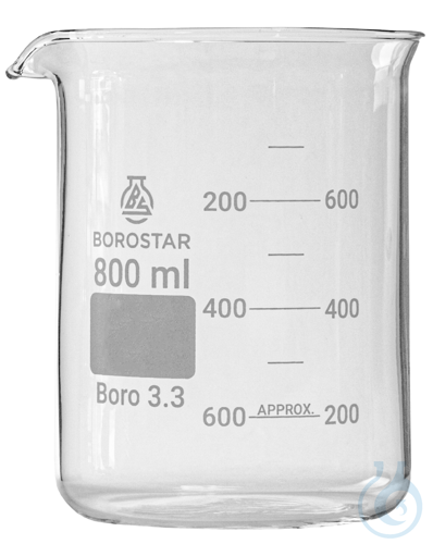 Borostar Becherglas 800ml, n.F. mit Ausguss, Boro 3.3