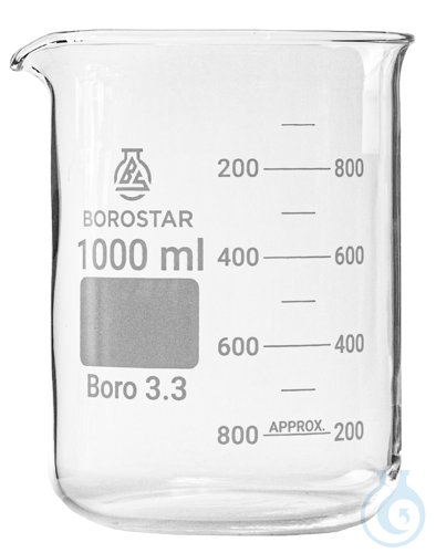 Borostar Becherglas 1000ml, n.F. mit Ausguss, Boro 3.3
