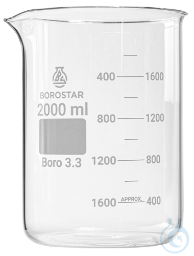 Borostar Becherglas 2000ml, n.F. mit Ausguss, Boro 3.3