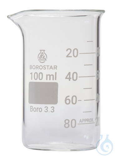 Borostar Becherglas 100ml, h.F. mit Ausguss, Boro 3.3