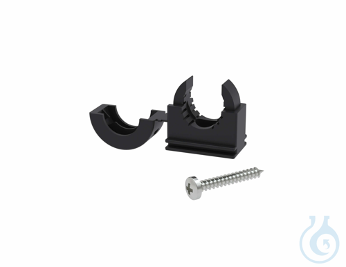 b.safe Wall Mount for Waste Tube, Ø 18 mm Polyamide, hinged pipe clamp for b.saf