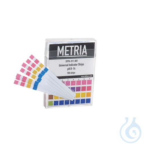 pH-indicatorstrips met 4 pads, pH 4,0 - pH 10,0, interval: 0,5 pH, 100 strips/