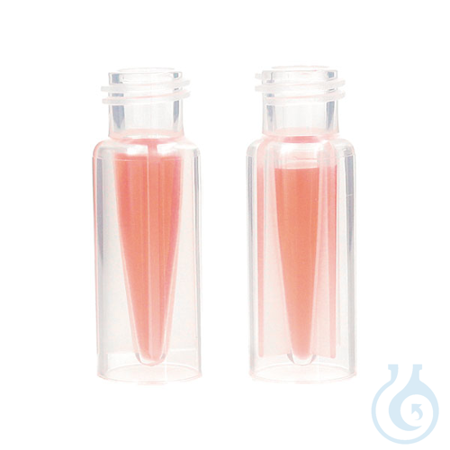 Chromatography vial in PP, 12 x 32 mm, with inserts, 0,7 ml, snap-top, clear