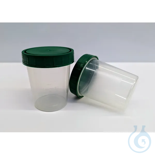 Sample beaker 125ml with green lid, sterile, assembled, loose, 500 pc/PAK Sample