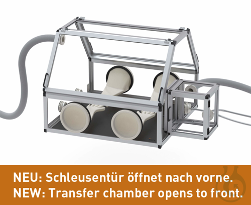 SICCO Glove Box Duo 2 with Transfer Chamber, B 1200 x H 710 x T 890 mm Aluminium