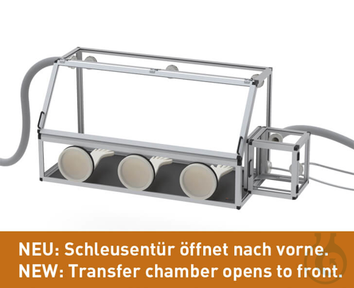 SICCO Glove Box Trio with Transfer Chamber, B 1590 x H 690 x T 590 mm Aluminium