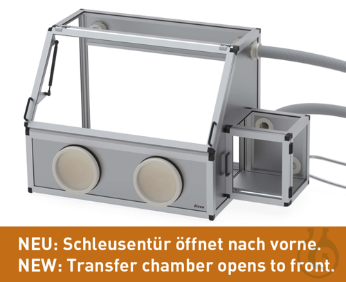 SICCO Glove Box Vitrum with Transfer Chamber, B 1210 mm x H 700 mm x T 600 mm Al