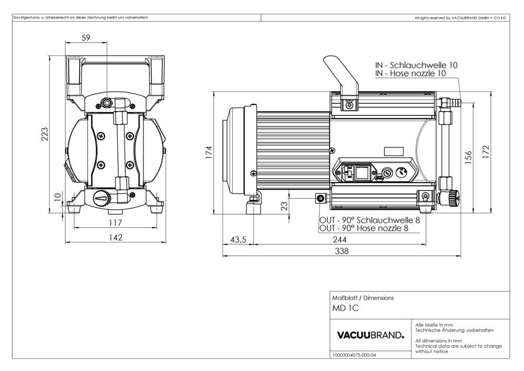MD 1C, CH/CN dimensions