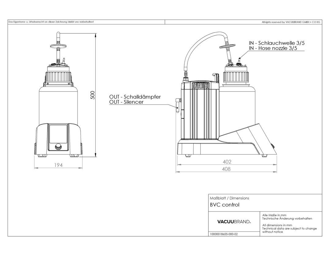 BVC control, 4L PP, CH dimensions