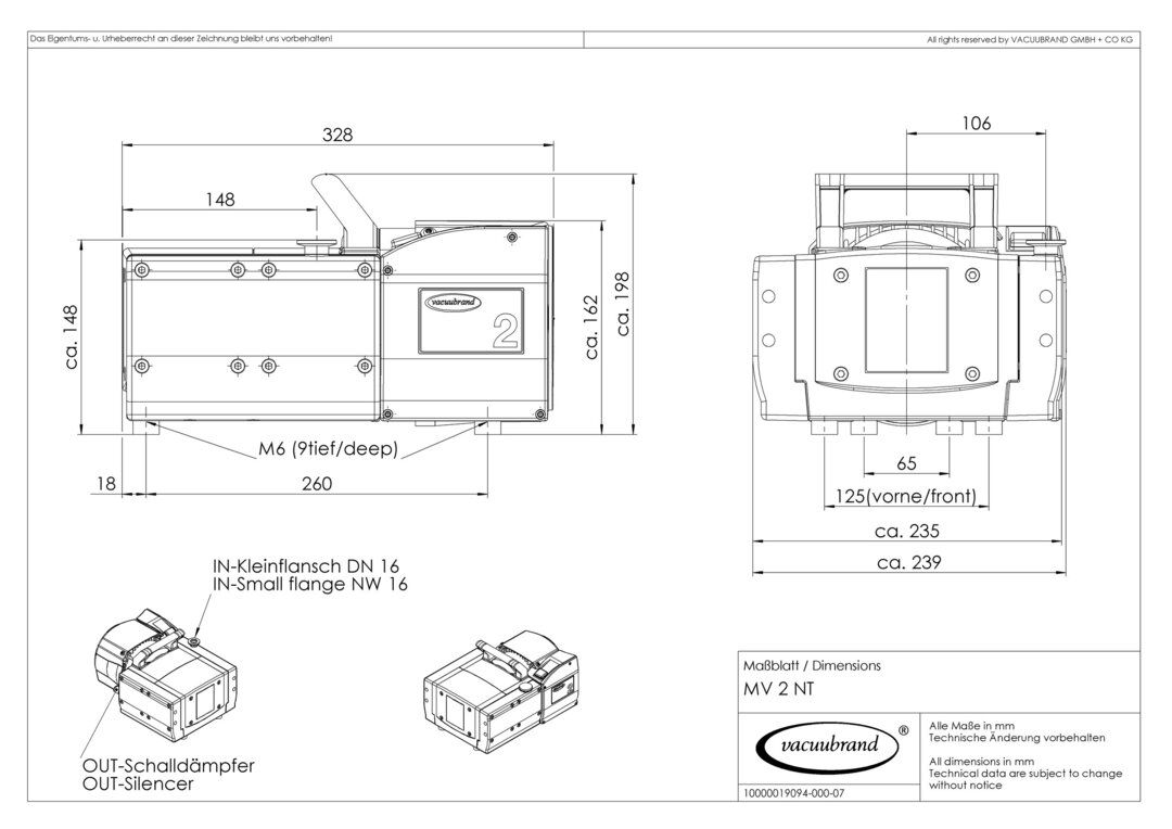 MV 2 NT, CH/CN dimensions
