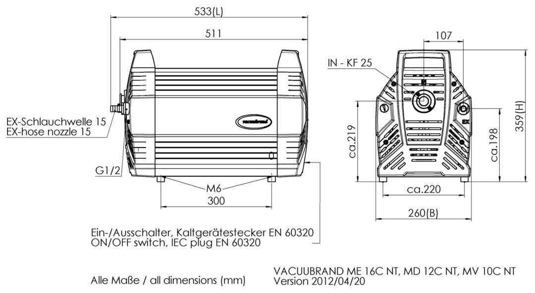 MD 12C NT, UK/IN dimensions