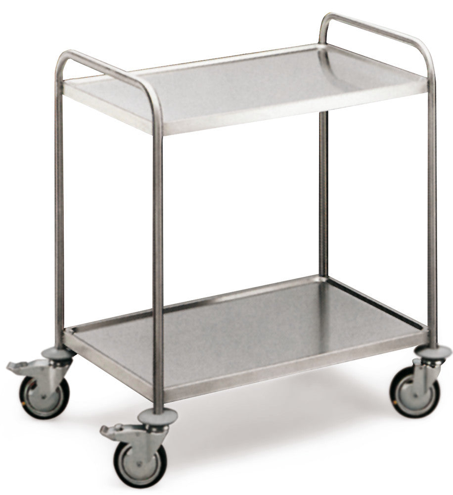 Laboratory shelf trolley, stainless steel 18/10, 2 shelves, 1 unit(s) - Luminix Health