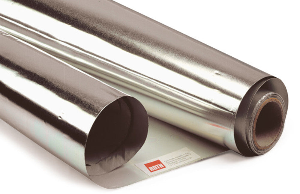 Heat protection foil, self-adhes.,0.05mm, aluminium foil, W 50cm, to +80 °C - Luminix Health