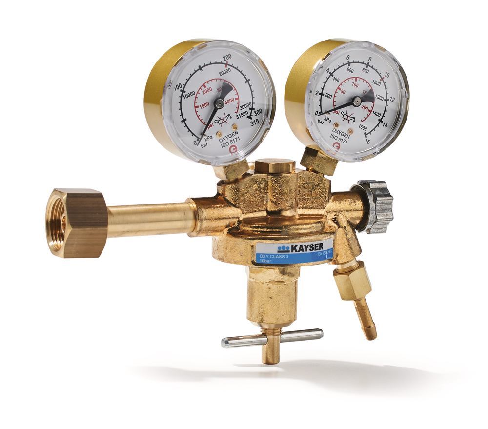 Bottle pressure regulator, one stage, brass, type of gas oxygen, 1 unit(s) - Luminix Health