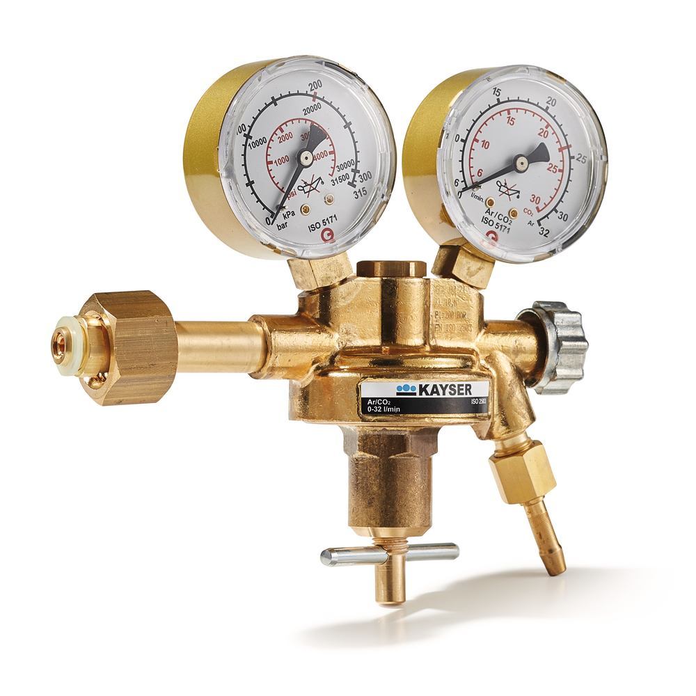 Bottle pressure regulator, one stage, brass, Ar/CO2, 0-24/23 l/mi, 1 unit(s) - Luminix Health