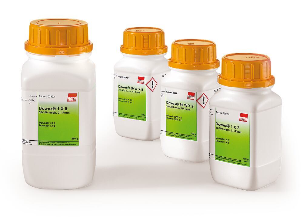 Dowex® 1 X 2, 100-200 mesh, Cl--form, 50 g, plastic - Luminix Health