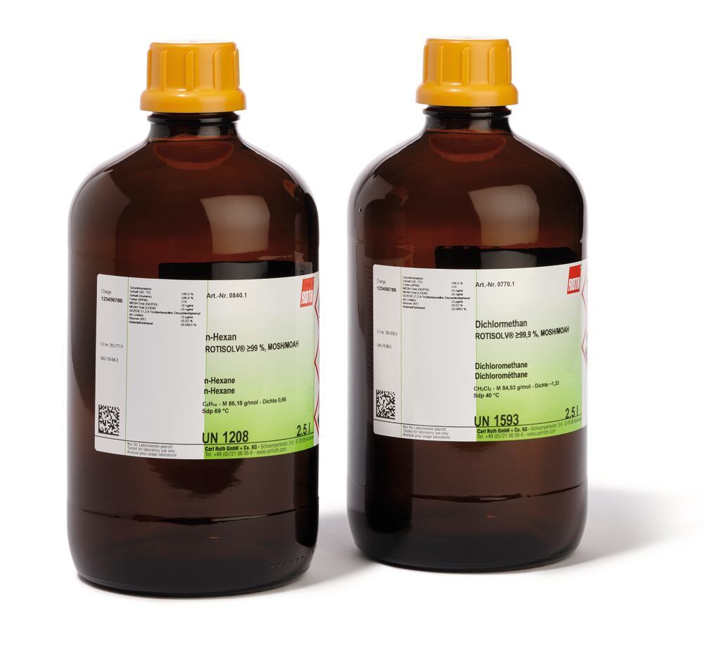 Dichloromethane, ROTISOLV® min. 99,9 %, MOSH/MOAH, 2.5 l, glass - Luminix Health