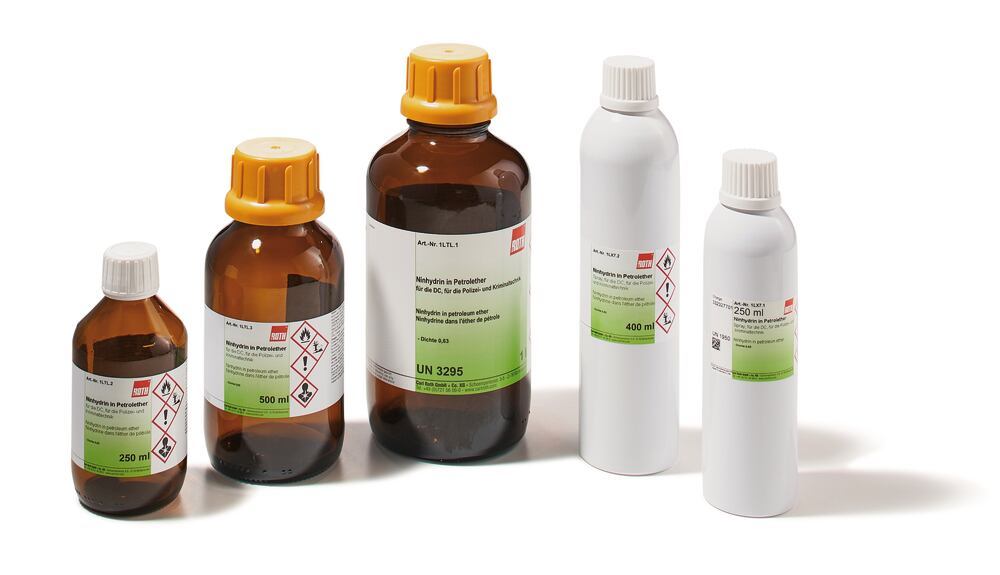 Ninhydrin in petroleum ether, spray can, for the DC and, 250 ml, spray can - Luminix Health