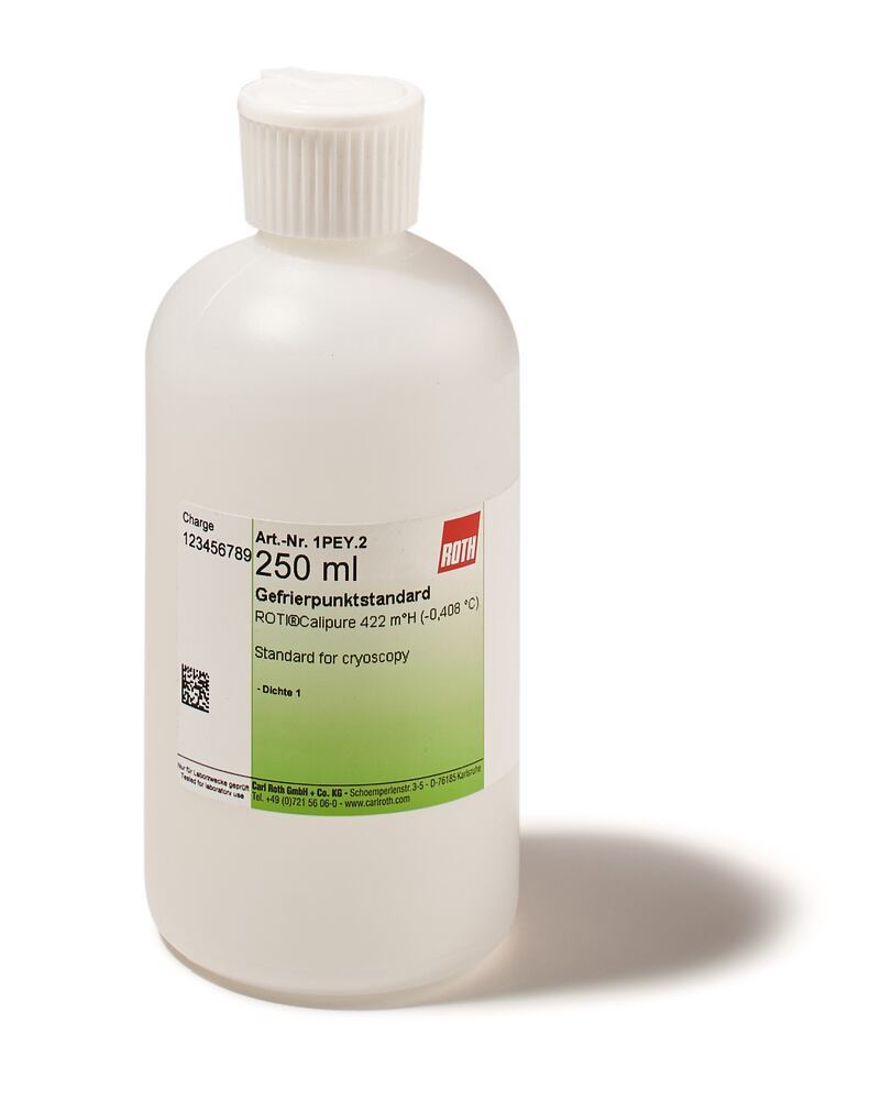 Standard for cryoscopy, 577 m°H (-0,557 °C), 250 ml, plastic - Luminix Health