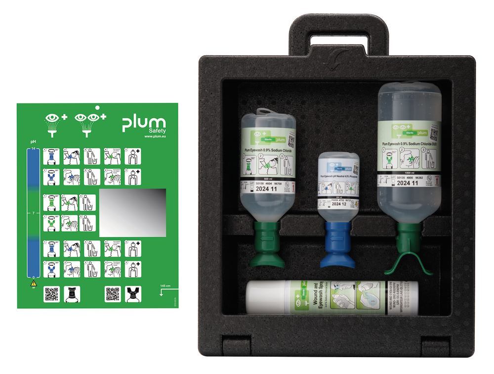 Plum iBox 3 eye wash station, with 3 eye wash bottles & 1 wound spray, 1 unit(s) - Luminix Health