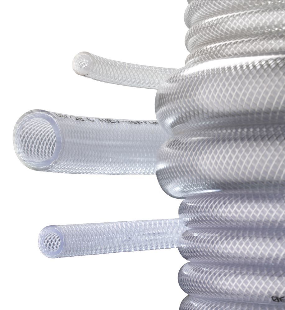 PVC pressure hose with fabric insert, transparent, inner Ø 8 mm, ext. Ø 14 mm - Luminix Health