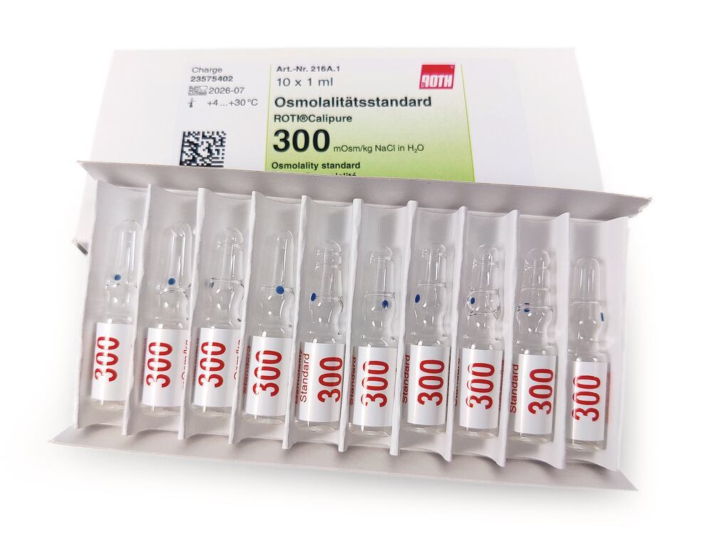 Standards for Osmolality, ROTI®Calipure 300 mOsm/kg H2O, 10 ml, glass ampoule - Luminix Health